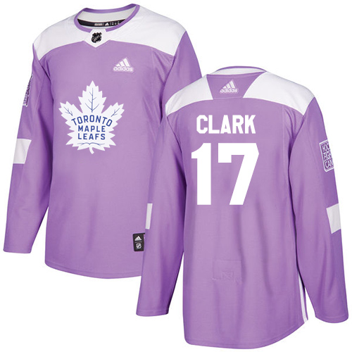 Adidas Maple Leafs #17 Wendel Clark Purple Authentic Fights Cancer Stitched NHL Jersey - Click Image to Close